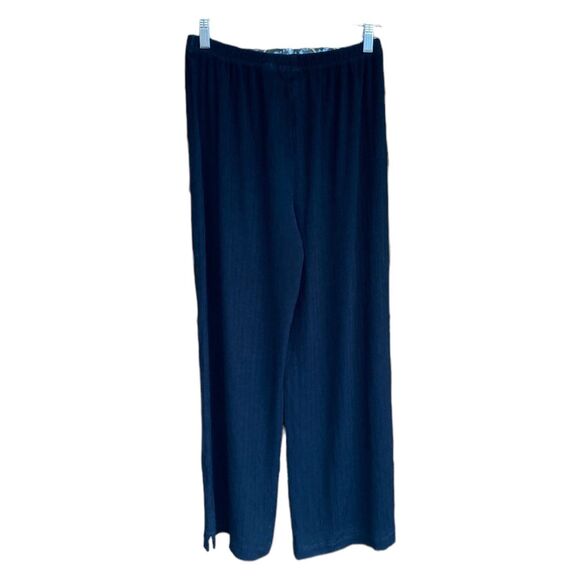 CHICO'S Travelers Size 1 REG Black Rib Knit pull on elastic waist Pants US M - Picture 2 of 4